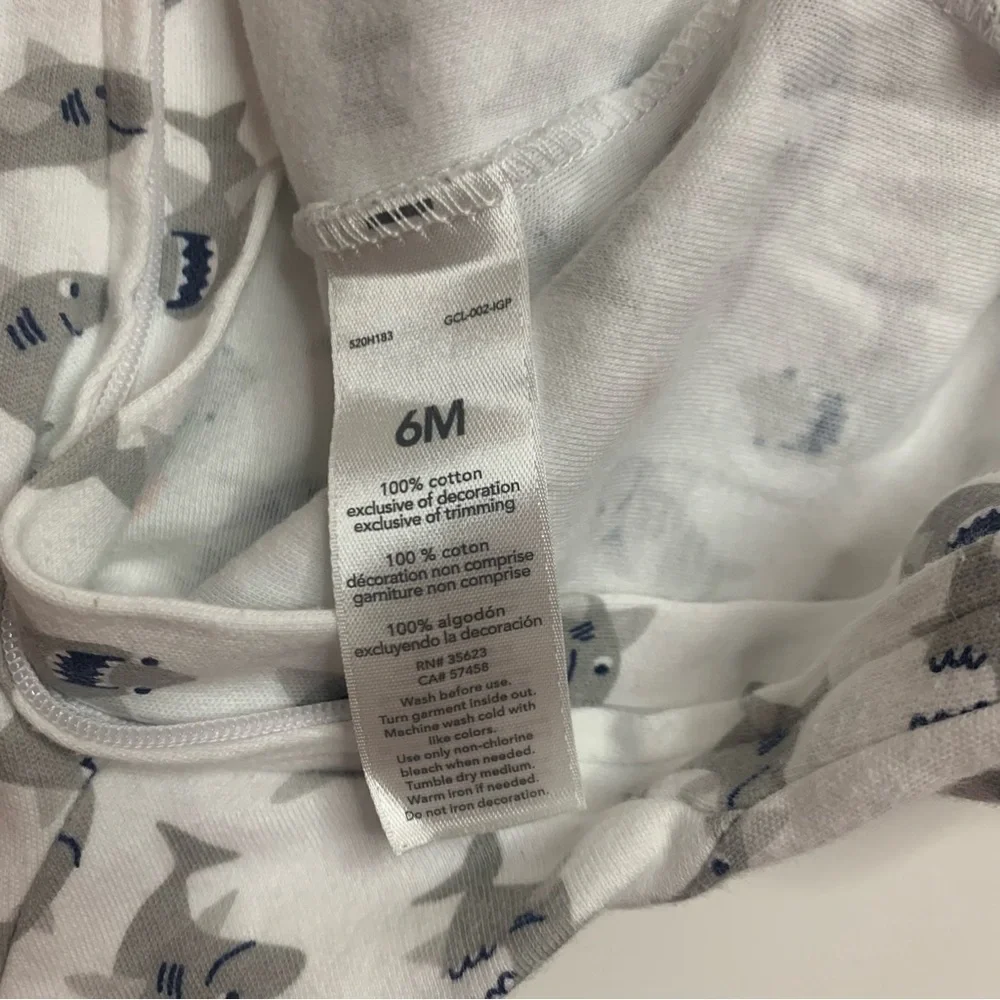 Carter's White and Gray Shark Print Footie